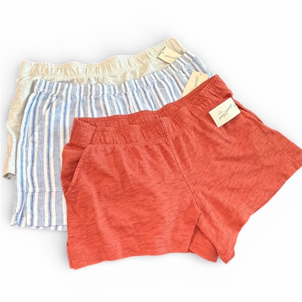 Set of Three Casual Shorts - Red, Striped, Beige